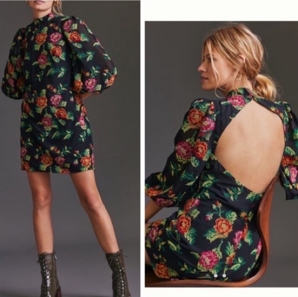 Anthropologie Eva Franco floral embroidery dress